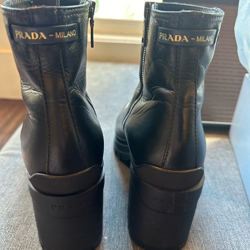 Prada Black Heeled Boots with Chunky Heel - Picture 7 of 14